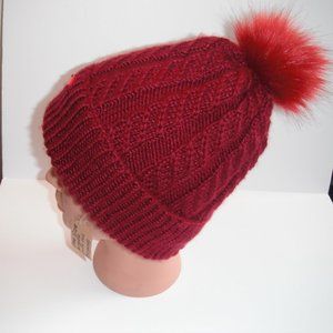 Hand Knitted Hat Toque Adult-OneSize Acrylic Color Burgundy-002 Hand knit by me